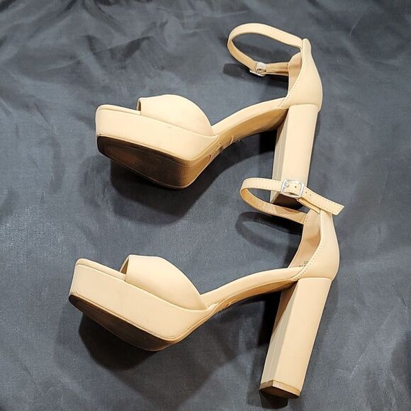 BOMBOO COMPOSED-27 PLASFORM PEEP TOE CHUNKY HEEL LADIES SANDAL - Picture 9 of 15